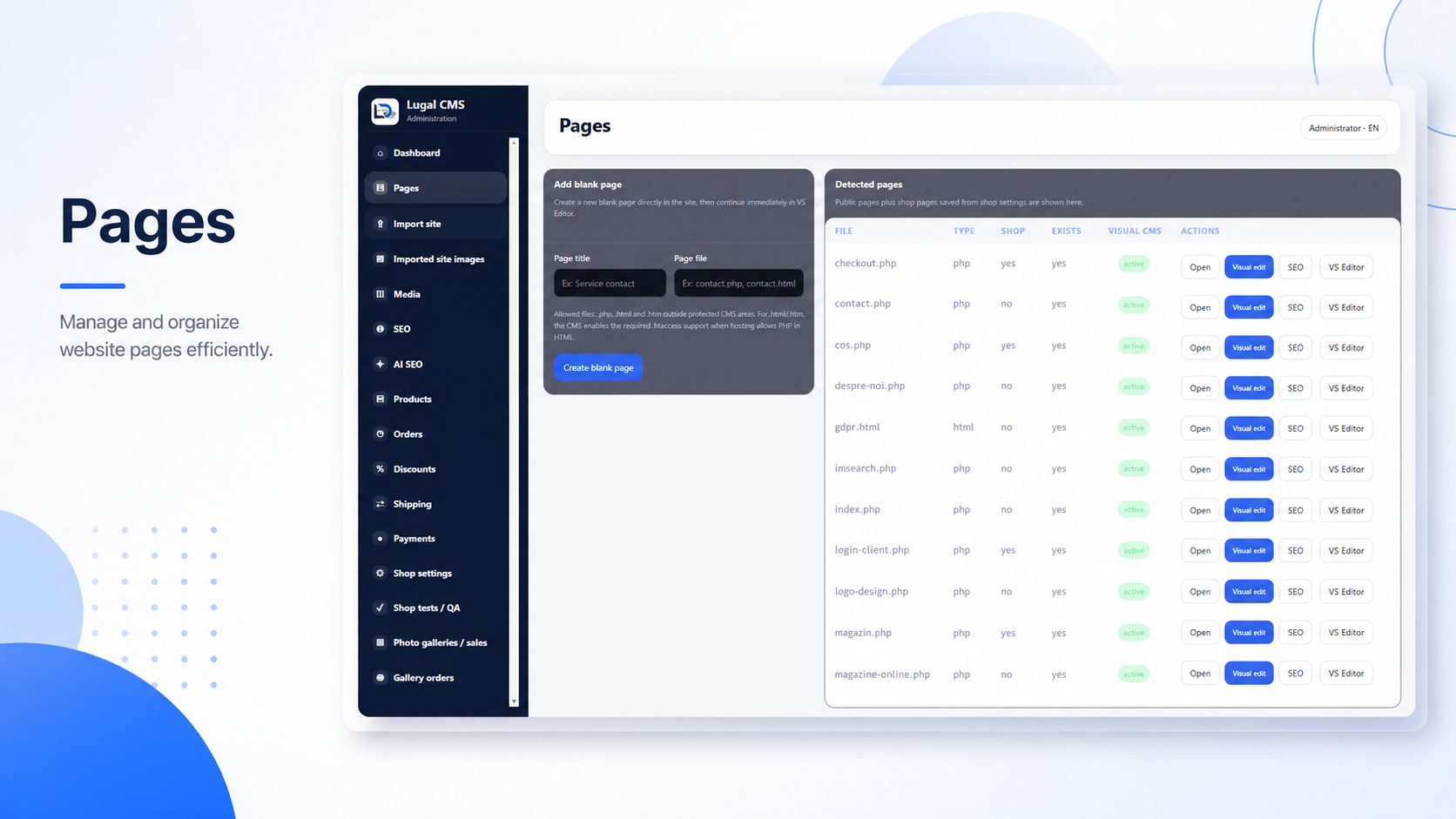 CMS dashboard preview